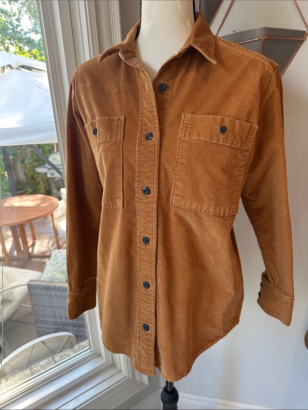 EVERLANE Corduroy Button-Down Up Shirt Jacket Shacket Cognac Brown XXS 2-4